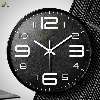 [SETO] Modern 12.5 Inch Silent Wall Clock with 3D Numbers – Non-Ticking Quartz Movement, Stylish Decorative Wall Clock for Bedroom, Living Room & Office