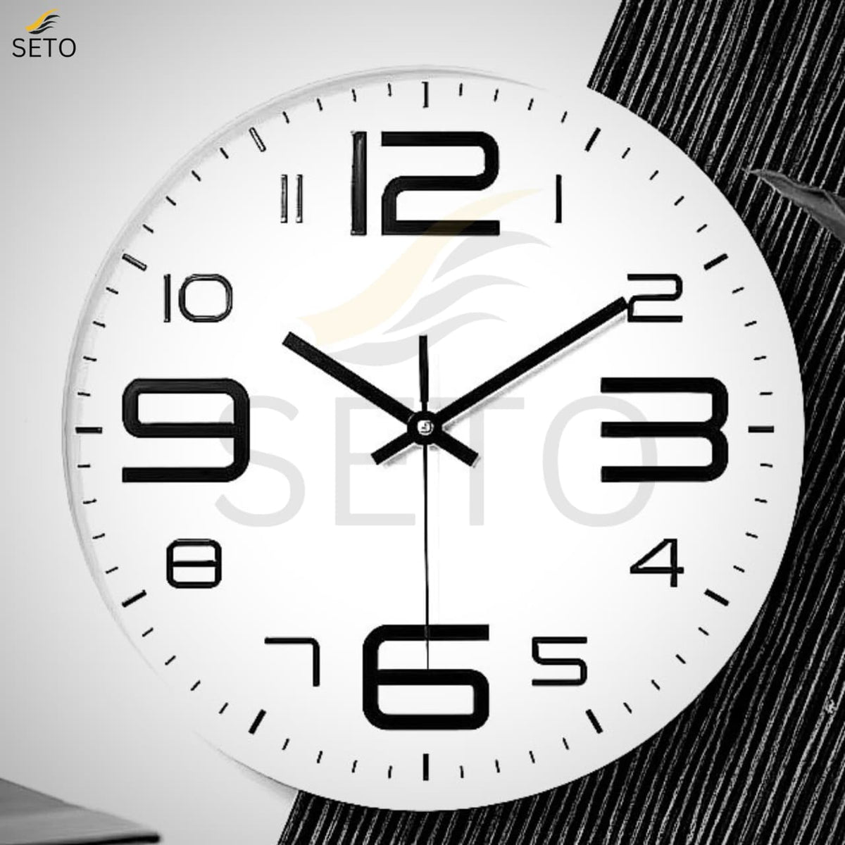 [SETO] Modern 12.5 Inch Silent Wall Clock with 3D Numbers – Non-Ticking Quartz Movement, Stylish Decorative Wall Clock for Bedroom, Living Room & Office