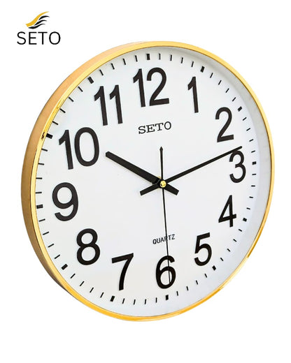 Modern Slim Wall Clock – Silent Quartz Movement with Gold Edge, Elegant Decorative Clock for Home & Office Déco
