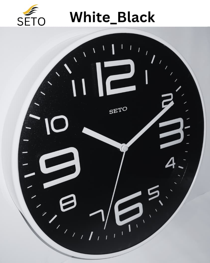 [SETO] Modern 13 Inch Silent Wall Clock with 3D Numbers – Non-Ticking Quartz Movement, Stylish Decorative Wall Clock for Bedroom, Living Room & Office