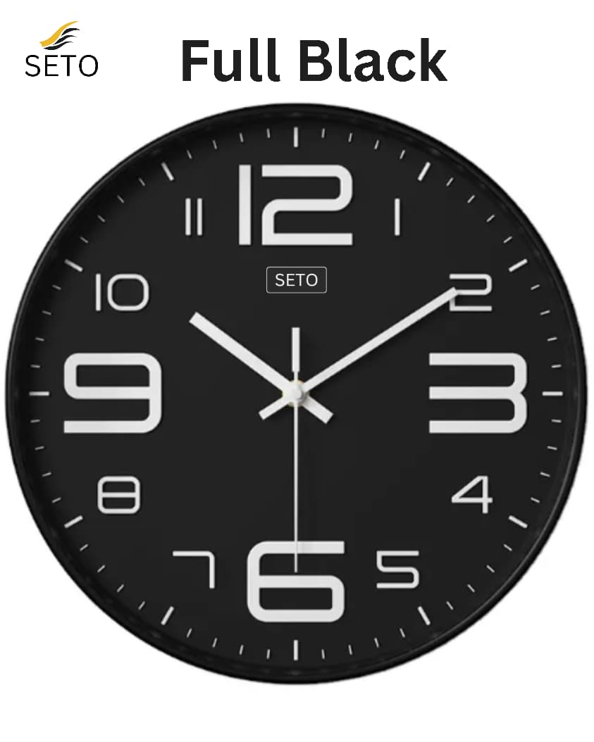 [SETO] Modern 13 Inch Silent Wall Clock with 3D Numbers – Non-Ticking Quartz Movement, Stylish Decorative Wall Clock for Bedroom, Living Room & Office
