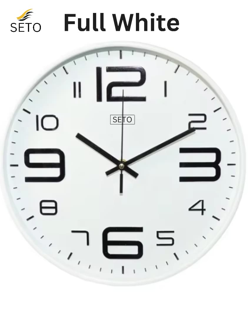 [SETO] Modern 13 Inch Silent Wall Clock with 3D Numbers – Non-Ticking Quartz Movement, Stylish Decorative Wall Clock for Bedroom, Living Room & Office
