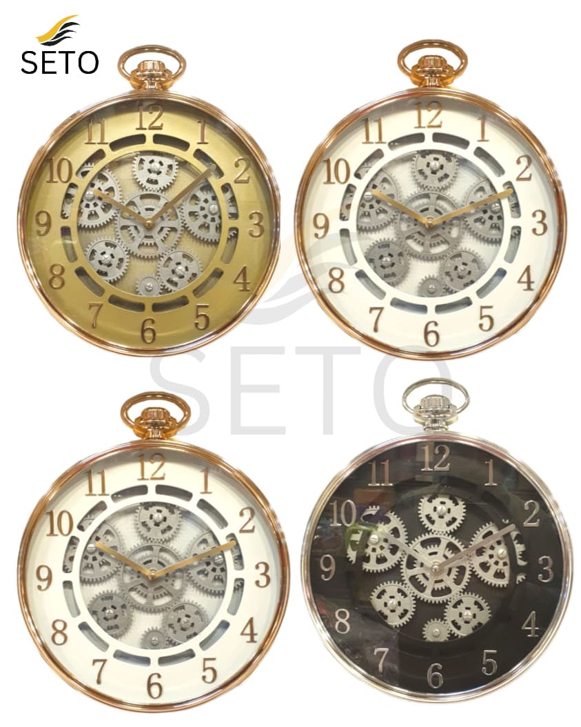 [SETO] 12x15 Inch Modern Wall Clock with Moving Gears | Silent Non-Ticking Quartz Clock, Minimalist Decorative Wall Clock for Bedroom, Living Room & Office