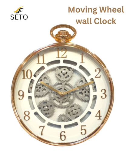 [SETO] 12x15 Inch Modern Wall Clock with Moving Gears | Silent Non-Ticking Quartz Clock, Minimalist Decorative Wall Clock for Bedroom, Living Room & Office