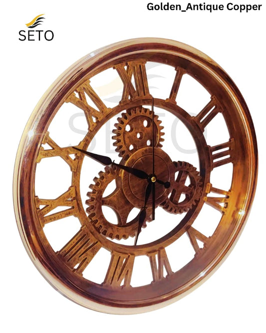 [SETO] Vintage 13 Inch Antique Wall Clock with Roman Numerals  Classic Gear Design, Silent Movement, Home & Office Decor (5 Colors)