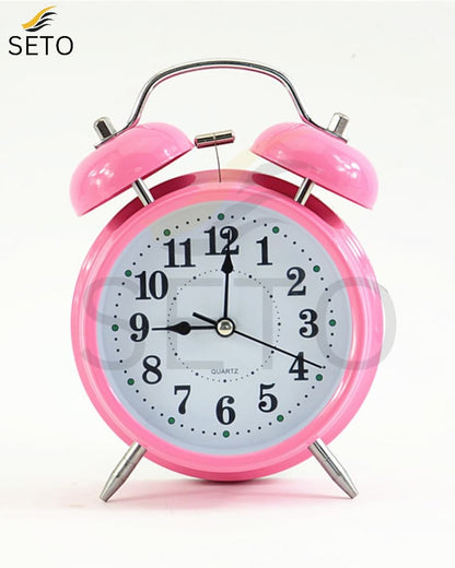 Twin Bell Loud Alarm Clock , Big Dial Metal Frame with LED Backlight, Silent Quartz Sweep Analog Bedside Desk Table Clock, Battery Operated for Home, Office & Bedroom