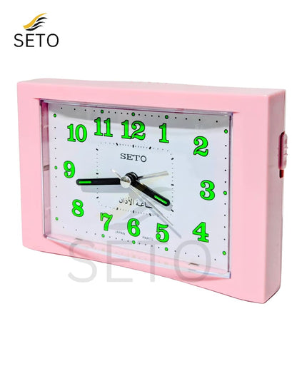 [SETO] Premium AZAN Alarm Clock 2 in 1 Alarm Mode With Light ,Accurate Prayer Time Reminder, Quartz Movement , Perfect Islamic Home Decor  High Quality And Beautiful Sleek Body Design with 4 Different Colours ,Modern Slim Design , Ideal Gift for Home