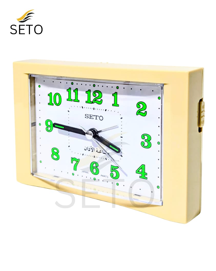 [SETO] Premium AZAN Alarm Clock 2 in 1 Alarm Mode With Light ,Accurate Prayer Time Reminder, Quartz Movement , Perfect Islamic Home Decor  High Quality And Beautiful Sleek Body Design with 4 Different Colours ,Modern Slim Design , Ideal Gift for Home