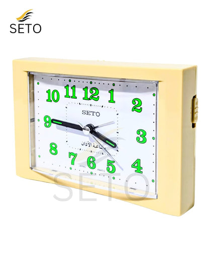 [SETO] Premium AZAN Alarm Clock 2 in 1 Alarm Mode With Light ,Accurate Prayer Time Reminder, Quartz Movement , Perfect Islamic Home Decor  High Quality And Beautiful Sleek Body Design with 4 Different Colours ,Modern Slim Design , Ideal Gift for Home