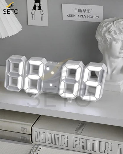 ubess 3D LED Digital Clock – Modern Digital Wall & Desk Clock with Snooze, Temperature Display, Stylish Bedroom Decor