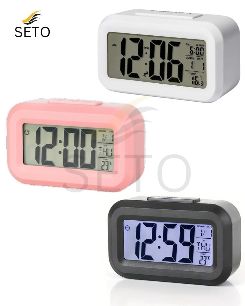 [SETO] LED Digital Alarm Clock | Multifunction Table & Desk Clock with Backlight, Snooze, Date, Time & Calendar Displa
