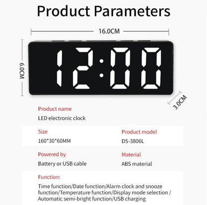 LED Digital Alarm Clock | Snooze Function, Temperature Display, 12/24 Hour Mode & Adjustable Brightness