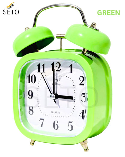 [SETO] Loud Twin Bell Alarm Clock Metal Body | Stylish Cute Table Clock For Kids, Home, Office & Bedroom, Study | 5 Beautiful Colours