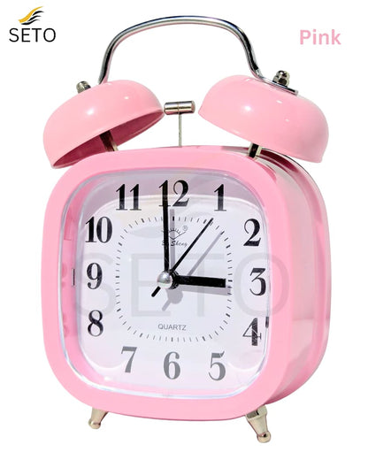 [SETO] Loud Twin Bell Alarm Clock Metal Body | Stylish Cute Table Clock For Kids, Home, Office & Bedroom, Study | 5 Beautiful Colours