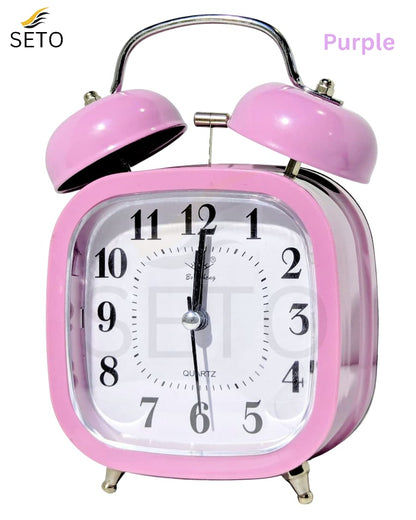 [SETO] Loud Twin Bell Alarm Clock Metal Body | Stylish Cute Table Clock For Kids, Home, Office & Bedroom, Study | 5 Beautiful Colours