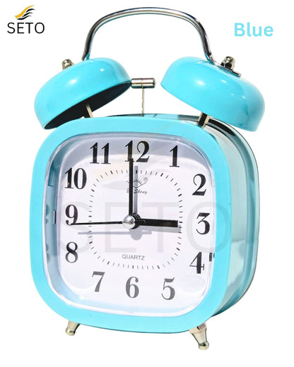 [SETO] Loud Twin Bell Alarm Clock Metal Body | Stylish Cute Table Clock For Kids, Home, Office & Bedroom, Study | 5 Beautiful Colours