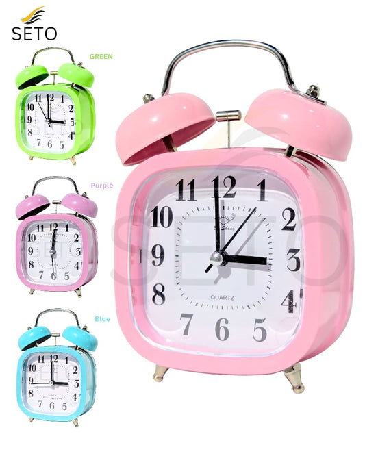 [SETO] Loud Twin Bell Alarm Clock Metal Body | Stylish Cute Table Clock For Kids, Home, Office & Bedroom, Study | 5 Beautiful Colours