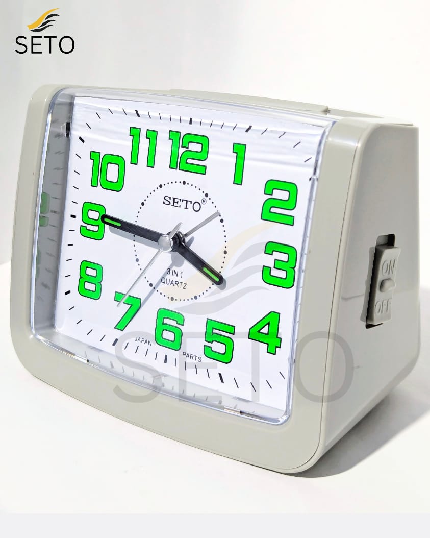[SETO] Premium 3 in 1 Table Alarm Clock with Night Light | Dual Alarm Ringing | Large Analog Quartz Clock for Bedroom, Study & Prayer