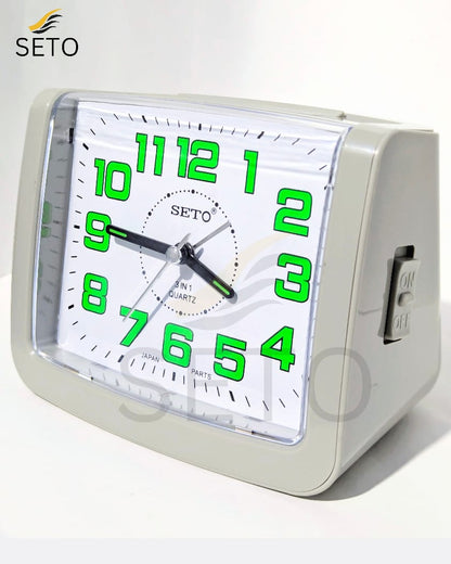 [SETO] Premium 3 in 1 Table Alarm Clock with Night Light | Dual Alarm Ringing | Large Analog Quartz Clock for Bedroom, Study & Prayer