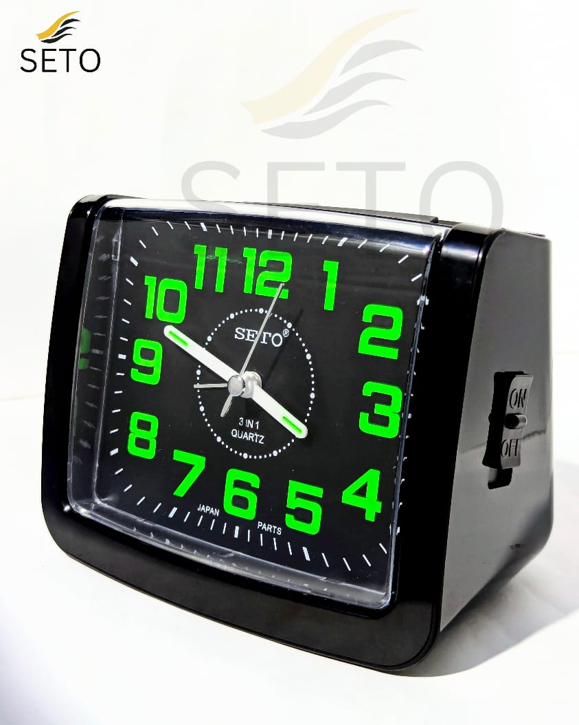 [SETO] Premium 3 in 1 Table Alarm Clock with Night Light | Dual Alarm Ringing | Large Analog Quartz Clock for Bedroom, Study & Prayer