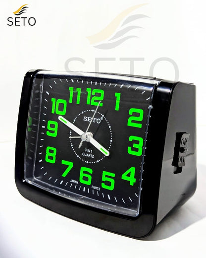 [SETO] Premium 3 in 1 Table Alarm Clock with Night Light | Dual Alarm Ringing | Large Analog Quartz Clock for Bedroom, Study & Prayer