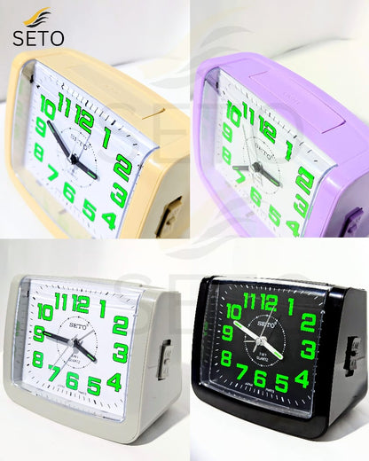 [SETO] Premium 3 in 1 Table Alarm Clock with Night Light | Dual Alarm Ringing | Large Analog Quartz Clock for Bedroom, Study & Prayer