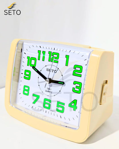 [SETO] Premium 3 in 1 Table Alarm Clock with Night Light | Dual Alarm Ringing | Large Analog Quartz Clock for Bedroom, Study & Prayer