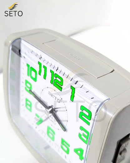 [SETO] Premium 3 in 1 Table Alarm Clock with Night Light | Dual Alarm Ringing | Large Analog Quartz Clock for Bedroom, Study & Prayer