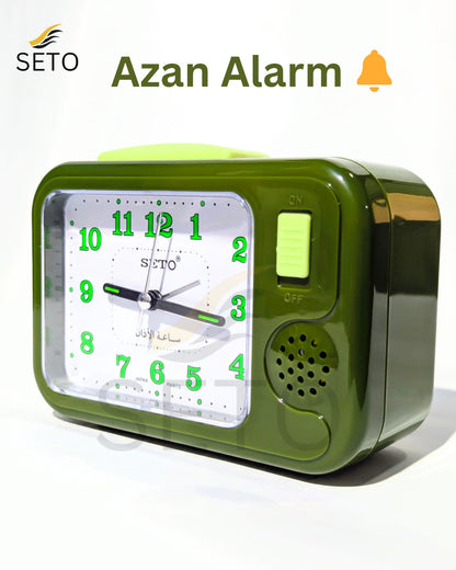 [SETO] Islamic Azan Clock 3 in 1 – Alarm + Light + Bell | Perfect for School, Hostel, Office & Home | Stylish Desk Clock (3 Colors Available)